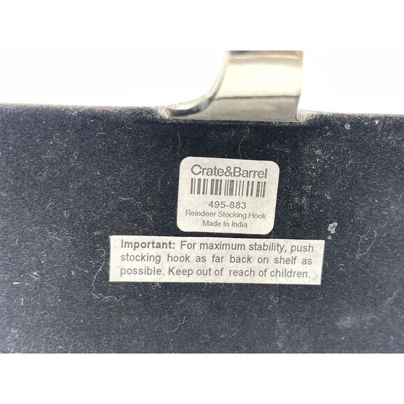 CRATE & BARREL Silver Tone Chrome REINDEER Stocking Holder Hook Christmas - Picture 6 of 6